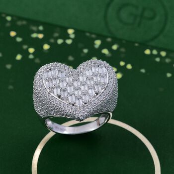 GP Amore Kollektion - Wei&szlig;er Zirkon, Kanchanaburi Blauer Saphir Ring 925 Silber rhodiniert (Gr&ouml;&szlig;e 20.00) ca. 4.70 ct
