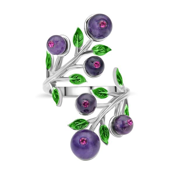 Afrikanischer Amethyst und lila Kristall Ring, Messing (Gr&ouml;&szlig;e 16.50) image number 5