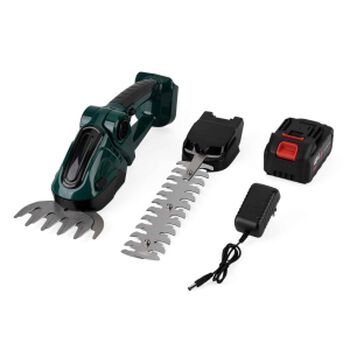 Akku Gras und Strauchschere, 2 in 1 Gartenschneider, 6000mAh, 390W, Gr&uuml;n