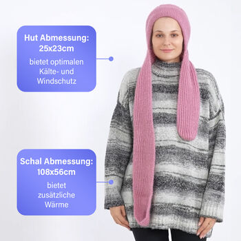 2-in-1 Gestrickte Winter Schalm&uuml;tze, rosa