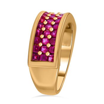 AA Afrikanischer Rubin (Fissure gef&uuml;llt) Ring, 925 Silber Gelbgold Vermeil (Gr&ouml;&szlig;e 20.00), ca. 2.52 ct