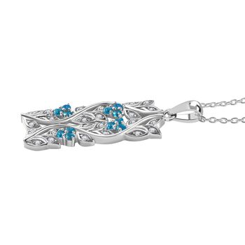 ALLORO AA Neon Apatit und Zirkon Anh&auml;nger mit 45cm Kette - 0,88 ct.