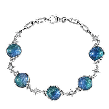 GP Celestial Kollektion- Blaues Muranoglas aus Italien, Zirkon und blaues Saphir Armband, 19cm