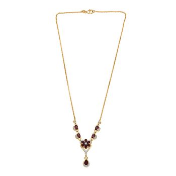 D'Joy Nat&uuml;rlicher Rhodolith Granat Halskette ca. 45 cm 925 Silber 750 Gelbgold Vermeil ca. 6.19 ct