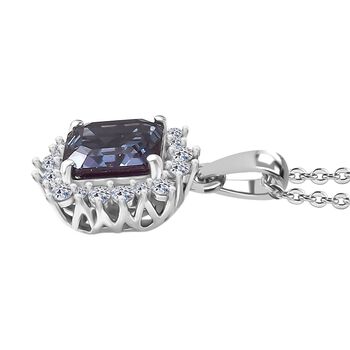LUXURIANT AAA Labor Alexandrit und Labor Diamant Anh&auml;nger mit 50cm Kette - 2,42 ct.