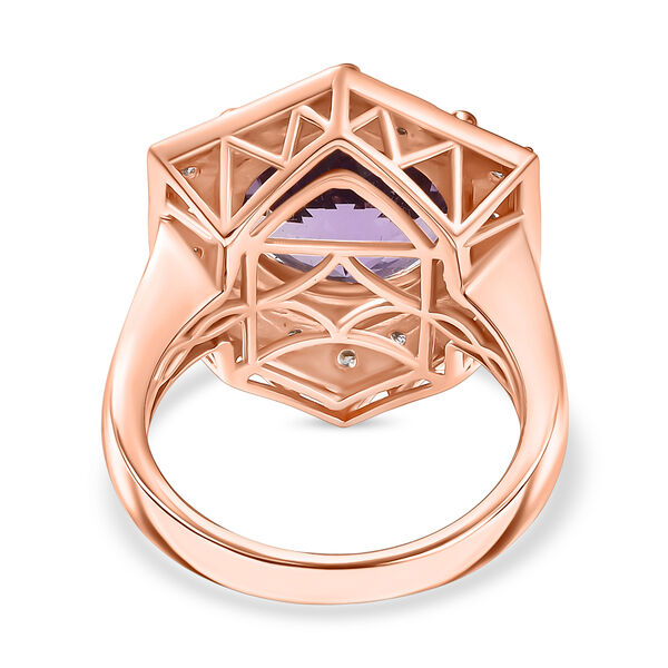 Zeitlose Art Kollektion - AA Rose De France Amethyst, Wei&szlig;er Zirkon Ring 925 Silber 750 ros&eacute;vergoldet (Gr&ouml;&szlig;e 19.00) ca. 7.18 ct image number 6