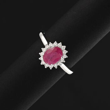 RHAPSODY zertifiziert und gepr&uuml;ft AAAA nat&uuml;rlicher Mosambik Rubin und VS-EF Diamant Ring in 950 Platin - 1,75 ct.