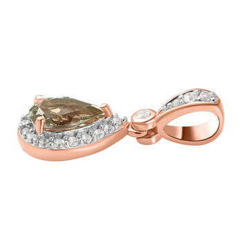 AAA Turkizit und wei&szlig;er Zirkon-Anh&auml;nger, 925 Silber Ros&eacute;gold Vermeil ca. 1.12 ct