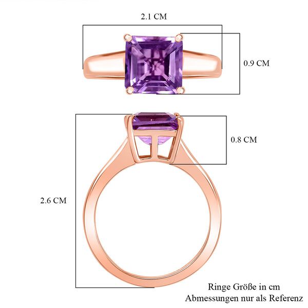 D'Joy ASSCHER-SCHLIFF AAA Rose De France Amethyst Ring 925 Silber 750 ros&eacute;vergoldet (Gr&ouml;&szlig;e 21.00) ca. 2.53 ct image number 7