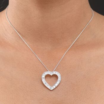 LUXURIANT VS-EF Labor Diamant Herz Anh&auml;nger mit 50cm Kette, 925 Silber rhodiniert - 2 ct.