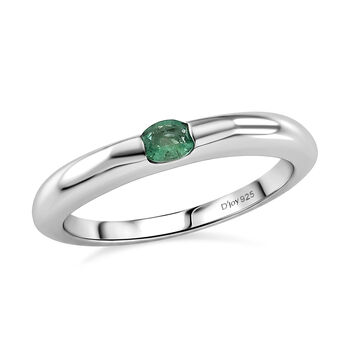 D'Joy Kagem Sambischer Smaragd Ring 925 Silber Platiniert (Gr&ouml;&szlig;e 18.00) ca. 0.16 ct