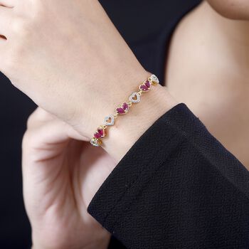 Montepuez Rubin und Zirkon Armband, 19 cm - 1,85 ct.