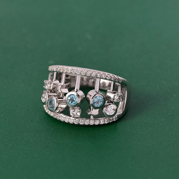 GP Celestial Kollektion- Schweizer Blautopas, Zirkon und blauer Saphir Ring - 1,24 ct. image number 2