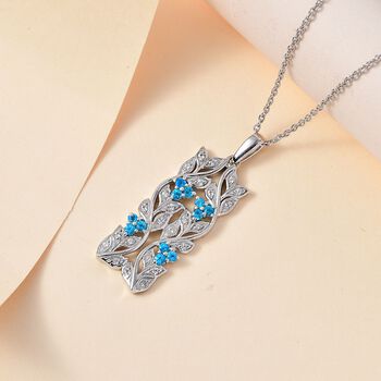 ALLORO AA Neon Apatit und Zirkon Anh&auml;nger mit 45cm Kette - 0,88 ct.