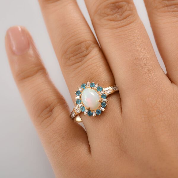 AA &auml;thiopischer Welo Opal Neon Apatit und Moissanit Ring und Anh&auml;nger mit 50cm Kette image number 10