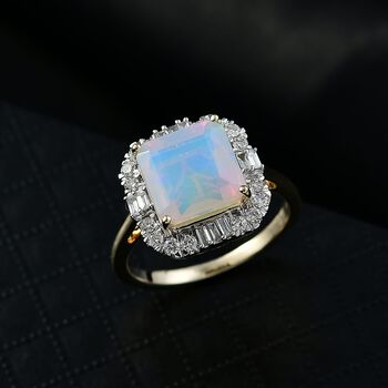 Luxuriant - AAA Nat&uuml;rlicher, &auml;thiopischer Welo Opal, Lab Grown Diamant Ring 417 Gold (Gr&ouml;&szlig;e 17.00) ca. 3.47 ct