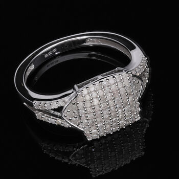 Wei&szlig;er Diamant Ring, 925 Silber platiniert (Gr&ouml;&szlig;e 20.00) ca. 0.50 ct