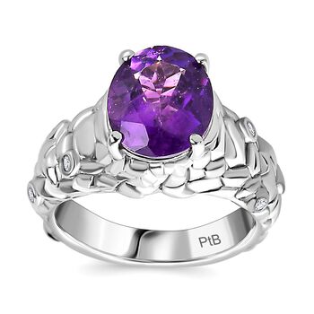 Afrikanischer Amethyst, Wei&szlig;er Zirkon Ring Messing (Gr&ouml;&szlig;e 17.00) ca. 2,84 ct