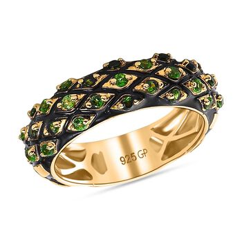 GP Trionfo Kollektion - Kanchanaburi Blauer Saphir, Nat&uuml;rlicher Chromdiopsid Ring 925 Silber 750 Gelbgold Vermeil (Gr&ouml;&szlig;e 17.00) ca. 0,48 ct
