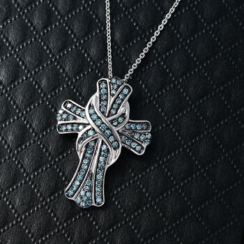 LUXURIANT SGL zertifizierter VS Labor blauer Diamant Anh&auml;nger mit 50cm Kette - 0,50 ct.