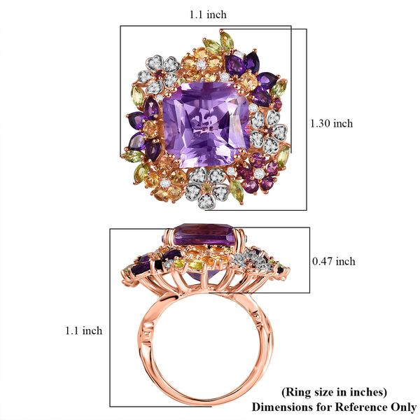 GP Italienische Garten Kollektion - AAA Rose De France Amethyst, Afrikanischer Amethyst Ring 925 Silber 750 Ros&eacute;gold Vermeil (Gr&ouml;&szlig;e 19.00) ca. 17.45 ct image number 5