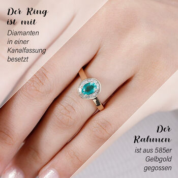 AAAA Kagem sambischer Smaragd und Diamant Ring in 585 Gold - 0,88 ct.