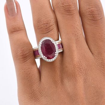 D'Joy AA Afrikanischer Rubin und Moissanit Ring - 11,44 ct.