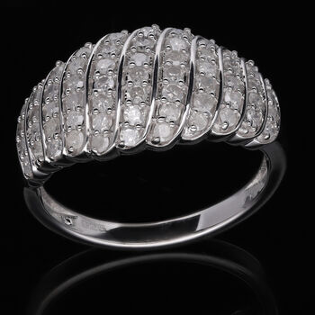 Wei&szlig;er Diamant Ring, 925 Silber platiniert (Gr&ouml;&szlig;e 20.00) ca., Kuppel 1.00 ct