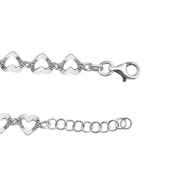 18cm Armband mit diamantgeschliffenen Herzmotiven, 925 Silber rhodiniert