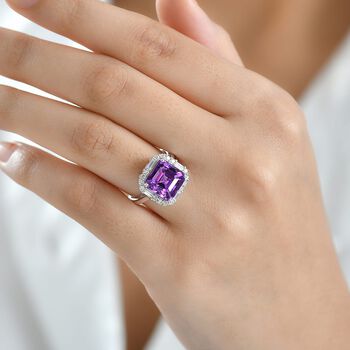 LUXURIANT AAA Labor Farbwechsel-Saphir und Labor Diamant Ring in 417 Wei&szlig;gold - 4,54 ct.