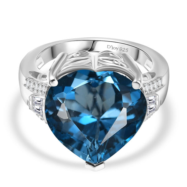 D'Joy London Blautopas und Moissanit Ring - 14,06 ct.