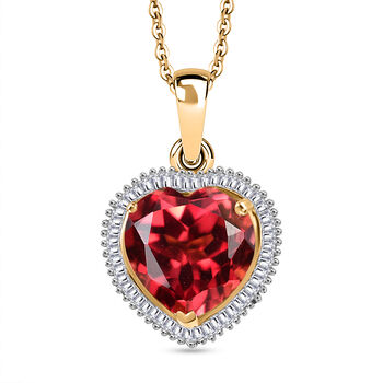 D'Joy Labor Padparadscha Saphir und Diamant Anh&auml;nger mit 50cm Kette - 5,20 ct.