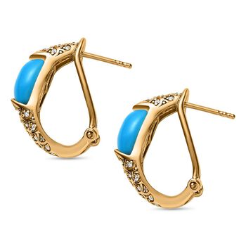 AA Sleeping Beauty T&uuml;rkis und Zirkon Ohrringe - 4,09 ct.