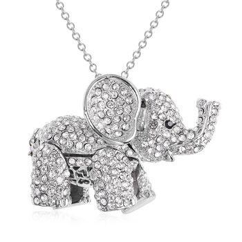Kristall Elefant-Anh&auml;nger mit 60cm Kette in Silberton