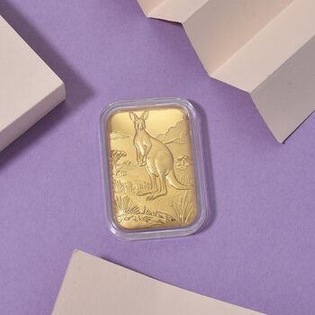 999er Goldfolie mit K&auml;ngurumotiv, 10mg, 3,1x4,5cm