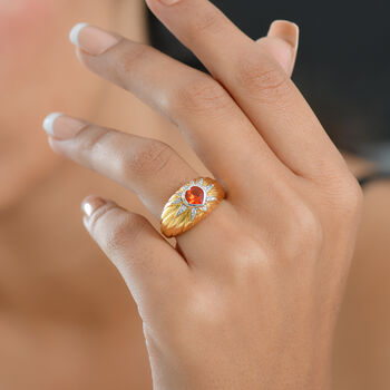 GP Celestial Kollektion- AAA Blaze Feueropal, Zirkon und Kanchanaburi blauer Saphir zweifarbiger Ring - 0,70 ct.