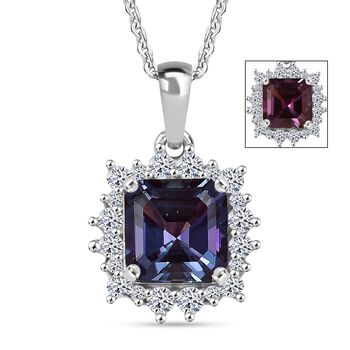 LUXURIANT AAA Labor Alexandrit und Labor Diamant Anh&auml;nger mit 50cm Kette - 2,42 ct.