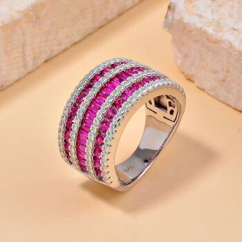 Rubin Zirkonia Ring, 925 Silber rhodiniert, (Gr&ouml;&szlig;e 16.00)