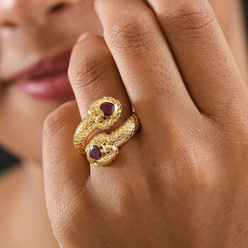 GP Trionfo Kollektion - Afrikanischer Rubin (Fissure gef&uuml;llt), Nat&uuml;rlicher Chromdiopsid Ring 925 Silber 750 Gelbgold Vermeil (Gr&ouml;&szlig;e 17.00) ca. 1.71 ct