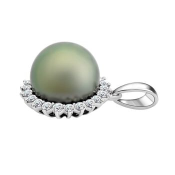ILIANA zertifiziert und gepr&uuml;ft AAA Tahiti Perle und SI Diamant Halo Anh&auml;nger in 750 Wei&szlig;gold