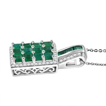 D'joy AA Smaragd Anh&auml;nger mit Kette ca. 50 cm, 925 Silber rhodiniert ca. 2.56 ct