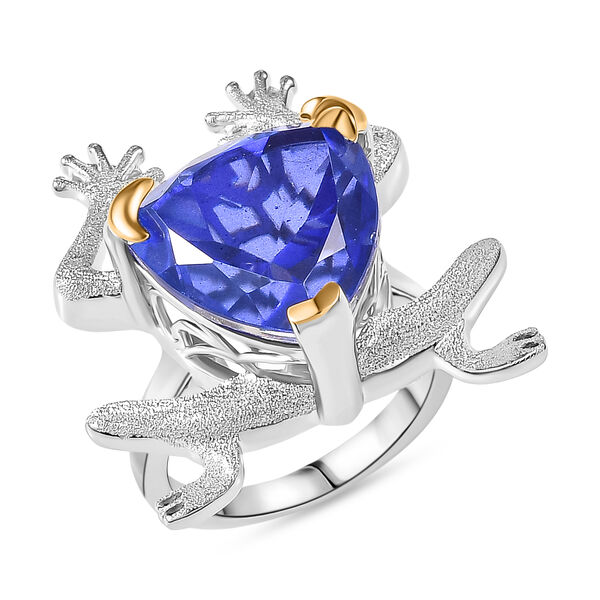 GP Trifono Kollektion- Tansanit-Farbe Quarz, Chromdiopsid und blauer Saphir zweifarbiger Ring und Anh&auml;nger mit 50cm Kette image number 4