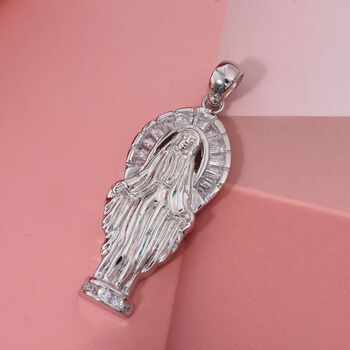 LUSTRO STELLA - Wei&szlig;er Zirkonia Anh&auml;nger 925 Silber rhodiniert