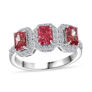 LUXURIANT VS rosa und VS-EF wei&szlig;er Labor Diamant Ring in 950 Platin - 2 ct.