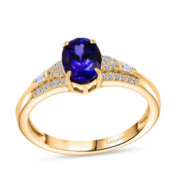 LUXURIANT AAA Tansanit und SI-GH Labor Diamant Ring in 375 Gold - 1,53 ct.