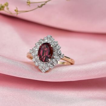 LUXURIANT AAA Rubellit und Labor Diamant Ring in 417 Gold - 1,78 ct.