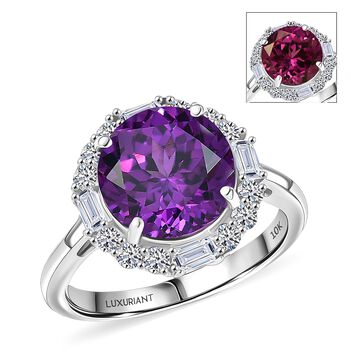 LUXURIANT AAA Labor Farbwechsel-Saphir und Labor Diamant Ring in 417 Wei&szlig;gold - 5 ct.