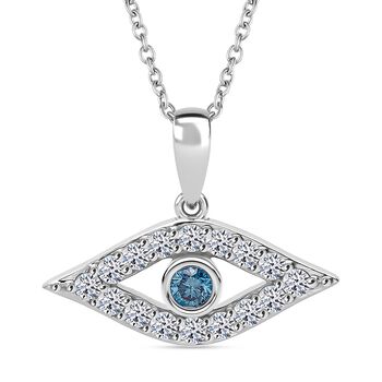 LUXURIANT SI Labor blauer Diamant und SI-GH wei&szlig;er Labor Diamant Anh&auml;nger mit 50cm Kette - 0,50 ct.