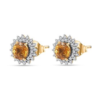 Zertifiziert und gepr&uuml;ft AAA gelbe Saphir und Diamant Ohrringe in 585 Wei&szlig;gold - 2.23 ct