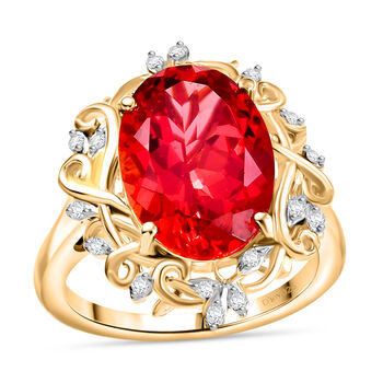 D'Joy Labor Padparadscha Saphir und Zirkon Ring - 8,43 ct.